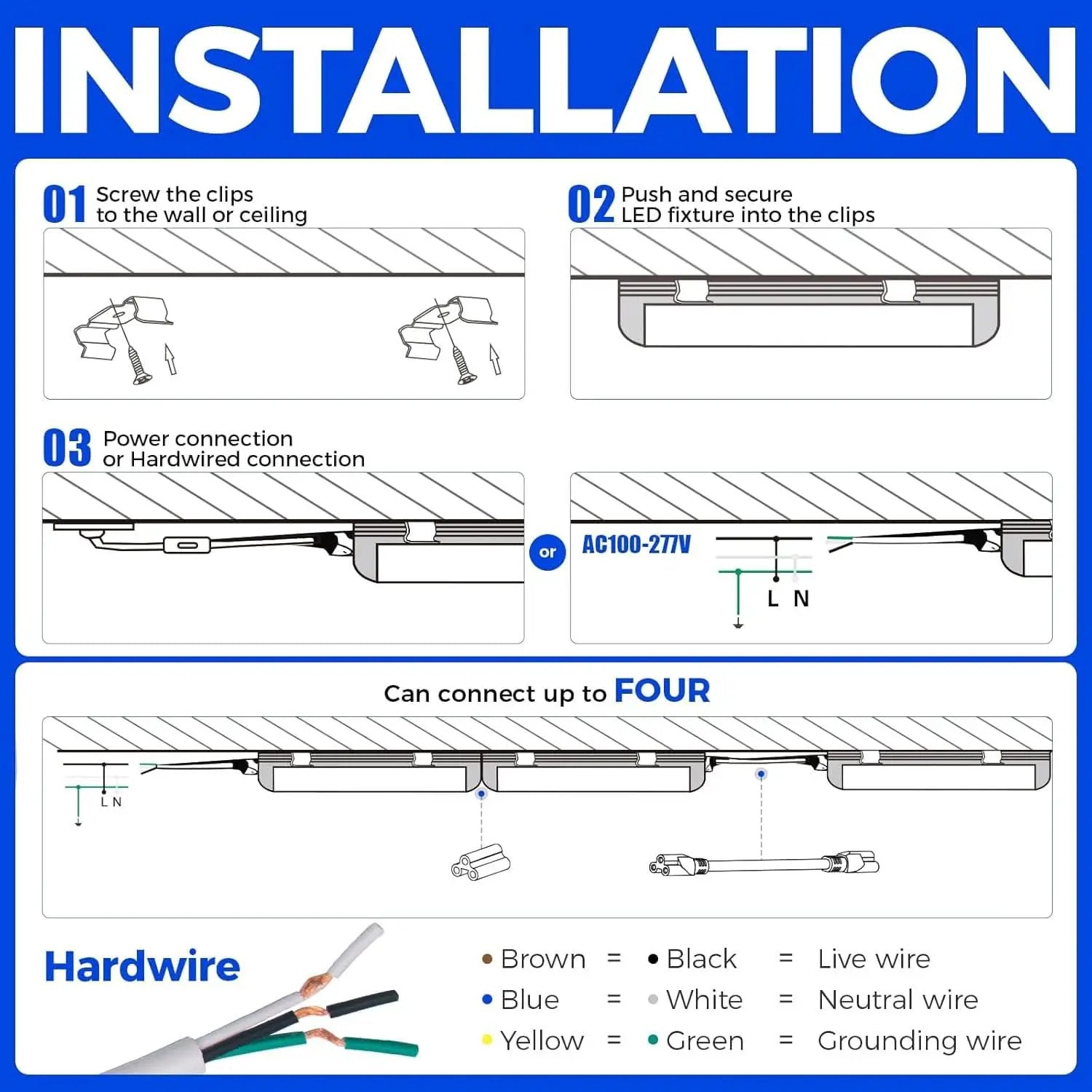8ft LED Shop Light 10000 Lumens Daylight 5000K Linkable from PriceLows™