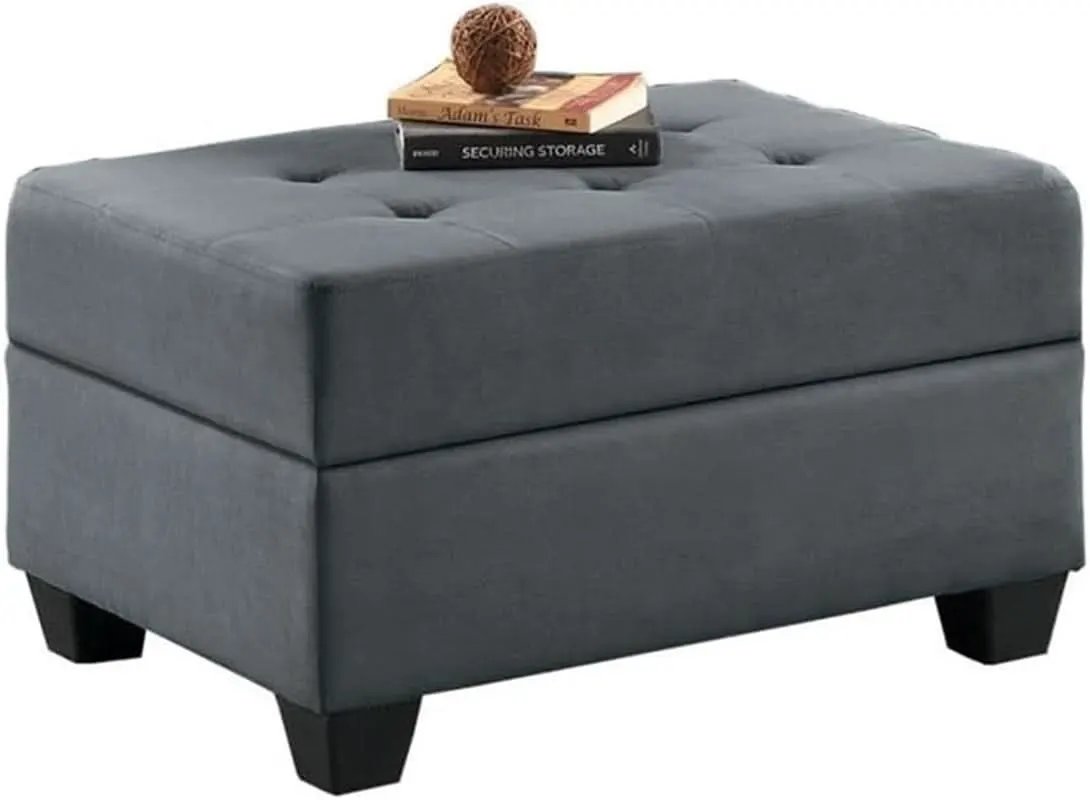 Dark Gray Upholstered Ottoman With Concealed Storage from PriceLows™