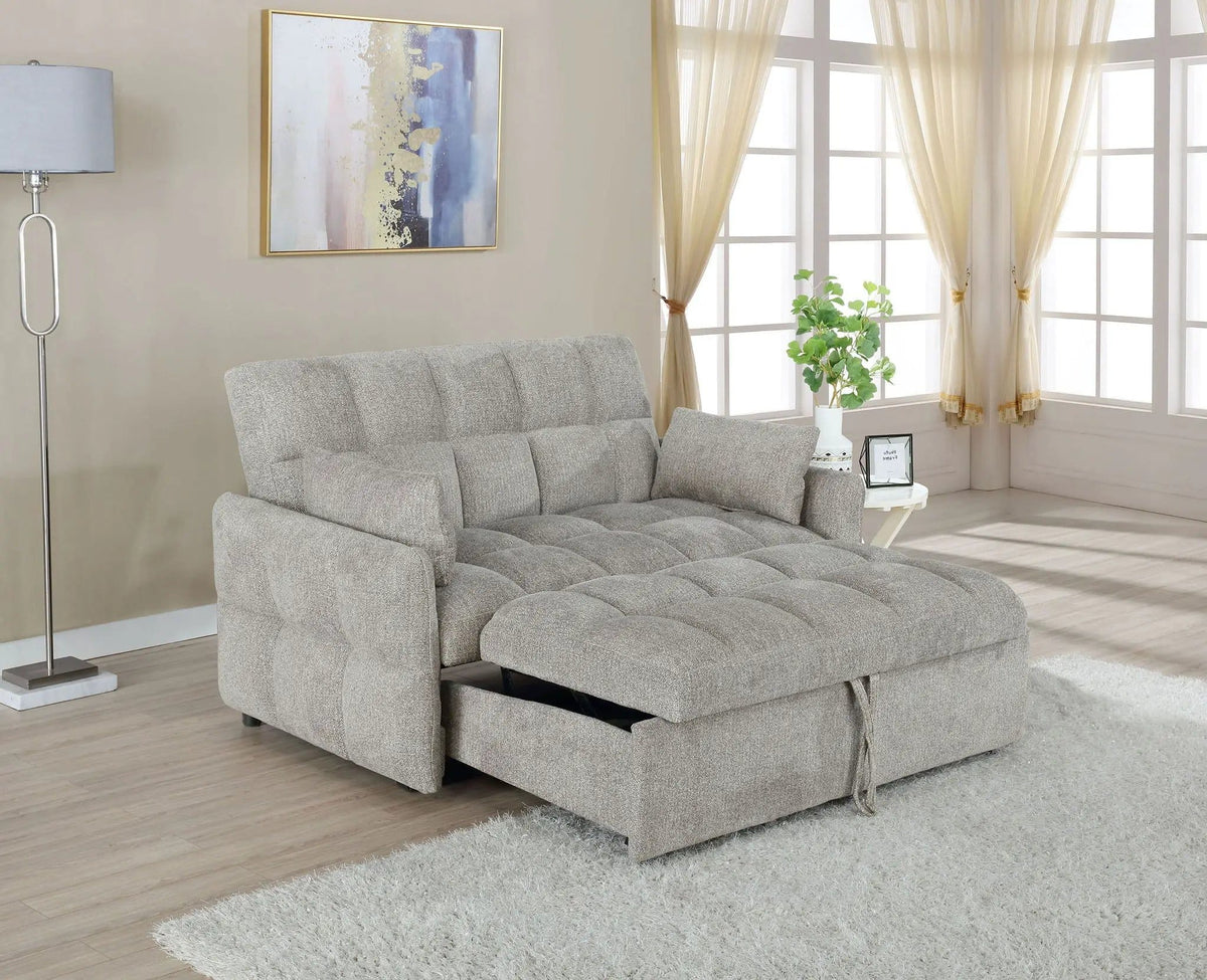 Cotswold Upholstered Convertible Sleeper Sofa Bed Light | 59 x 32.25 x 36 in | Chenille | Grey