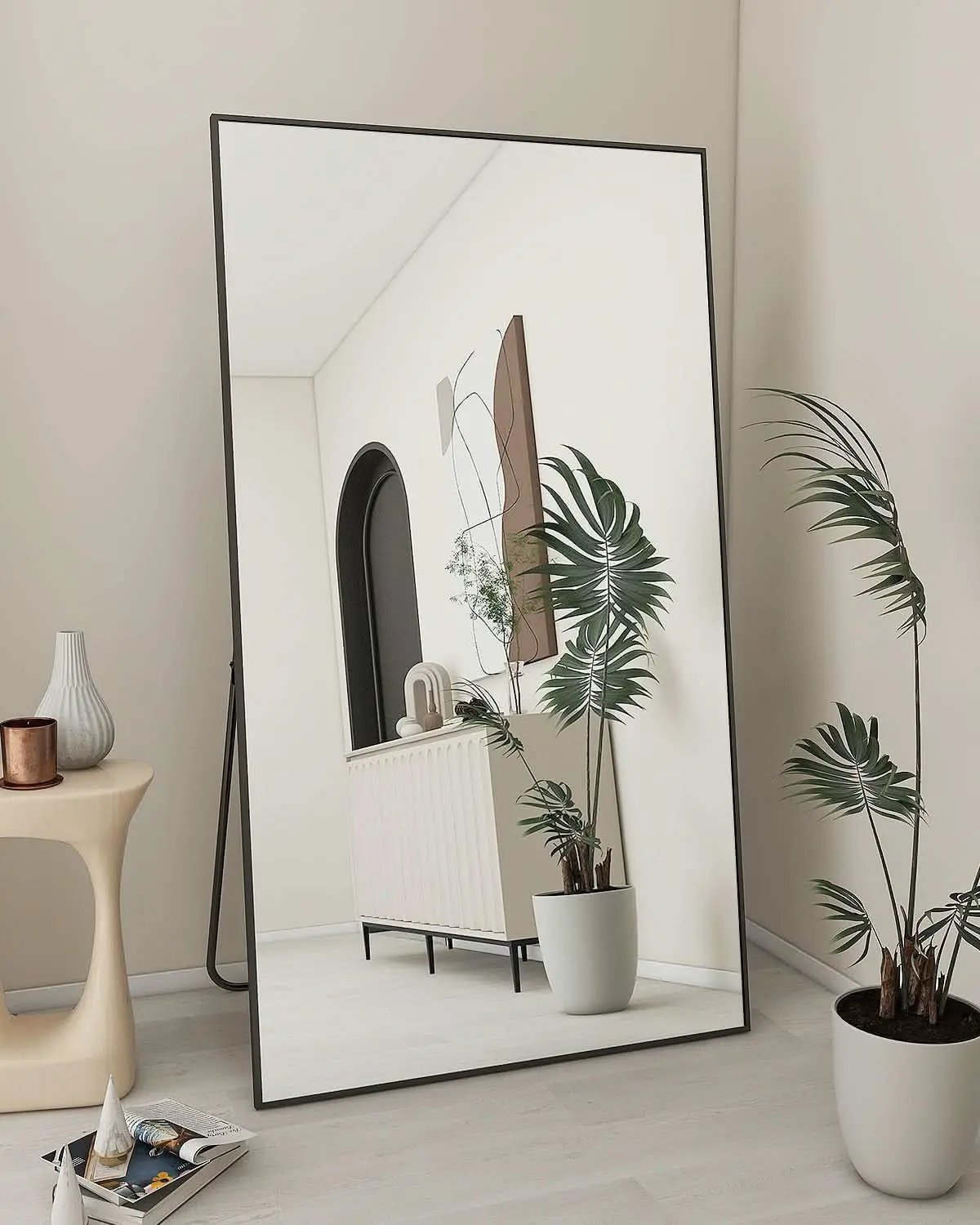 71x31 Inch Black Floor Mirror Full Length Standing