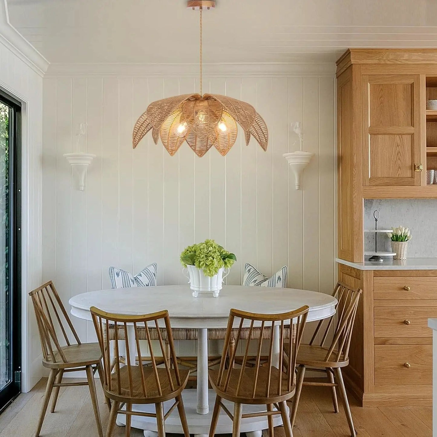 Handwoven Rattan Chandelier 24 Inch Pendant Light Fixture from PriceLows™