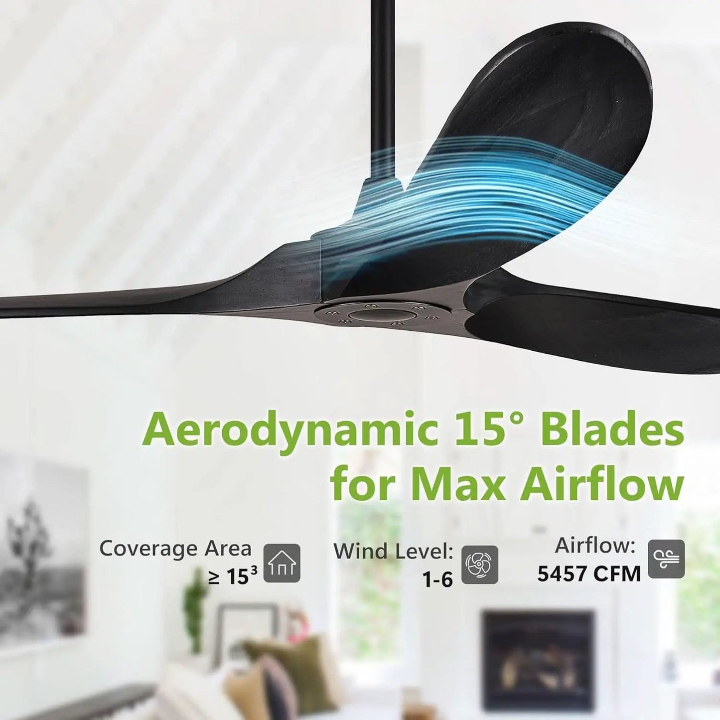 52 Inch Matte Black Ceiling Fan With Remote Walnut Blades from PriceLows™
