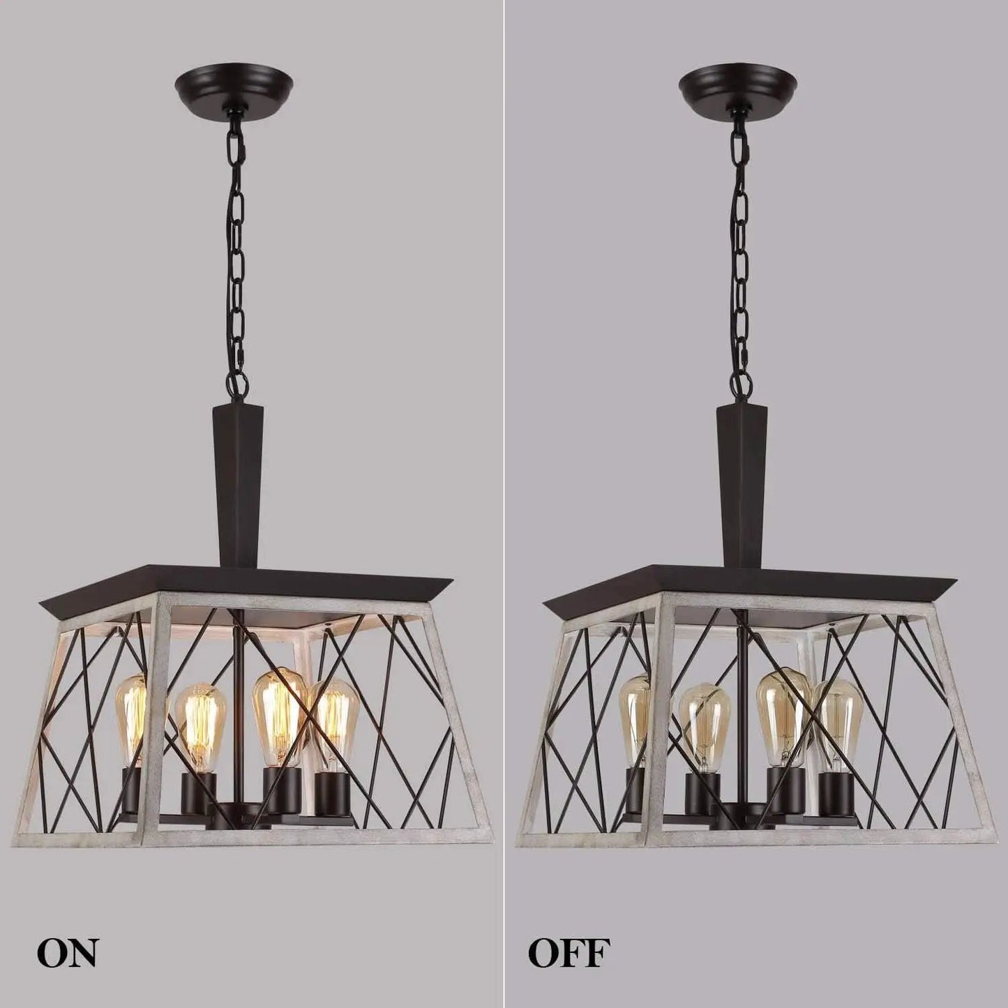 4 Light Farmhouse Vintage Chandelier White Oak Finish from PriceLows™