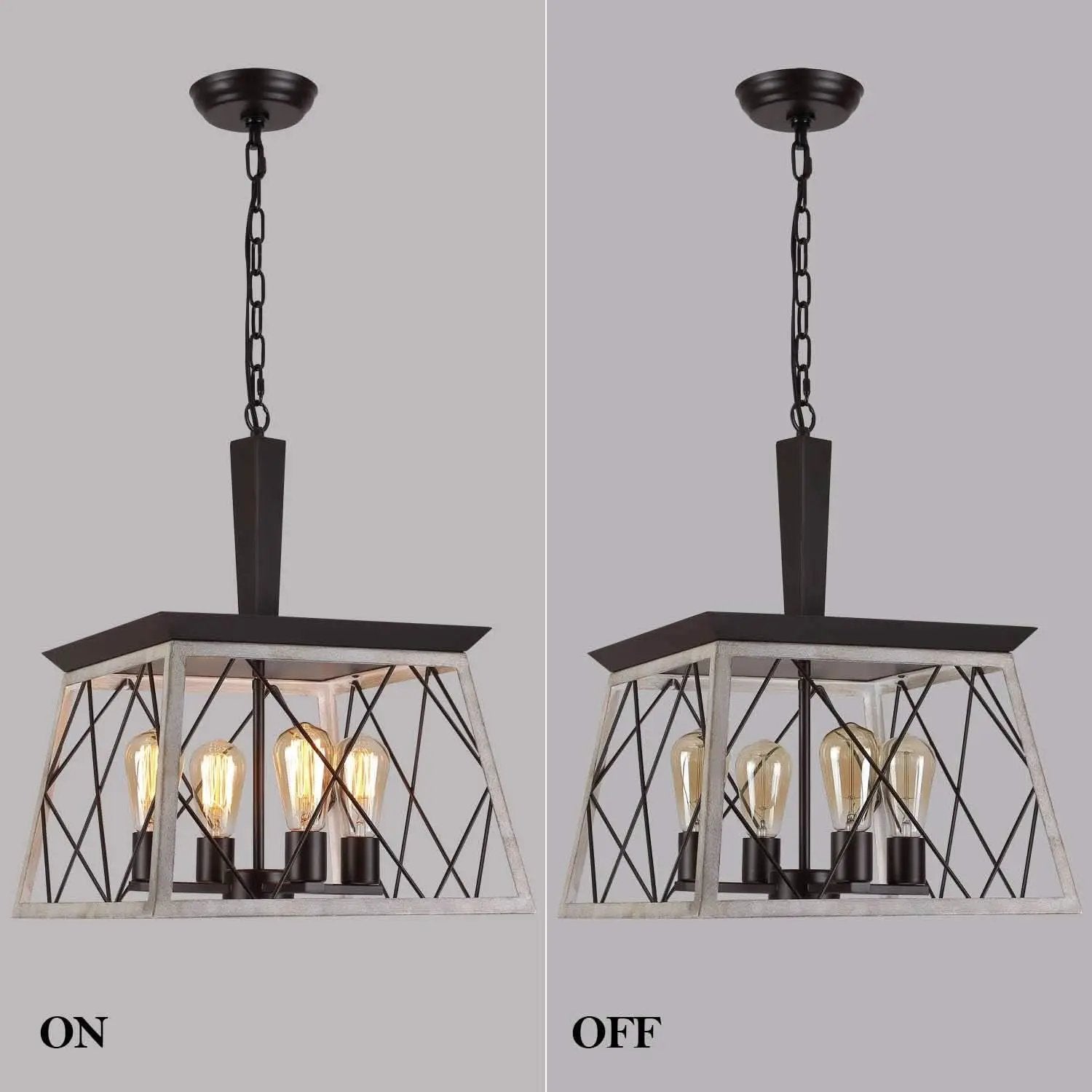 4 Light Farmhouse Vintage Chandelier White Oak Finish from PriceLows™