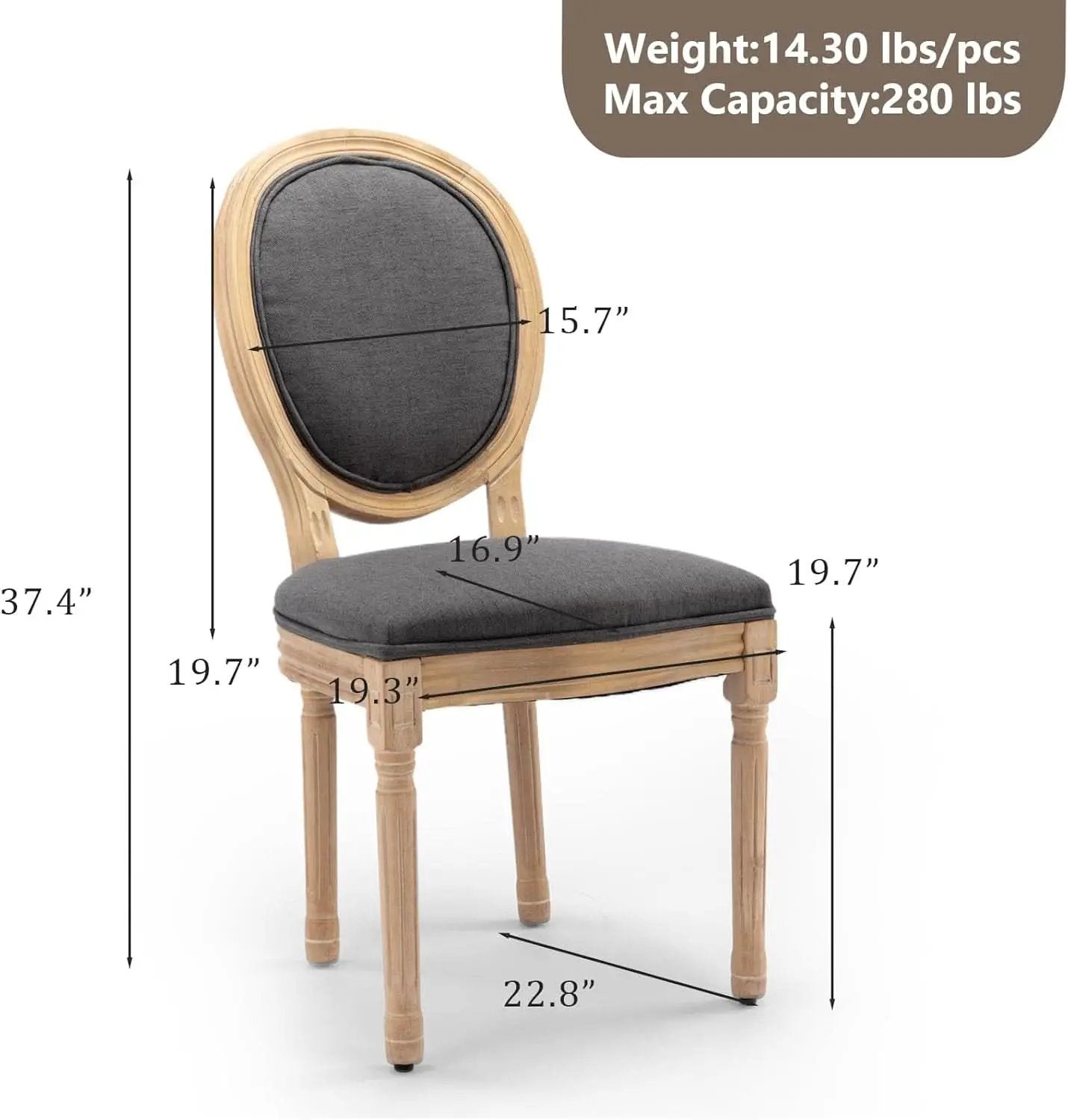 Upholstered Dining Chairs Set Of 6 Grey Fabric Oval Back from PriceLows™