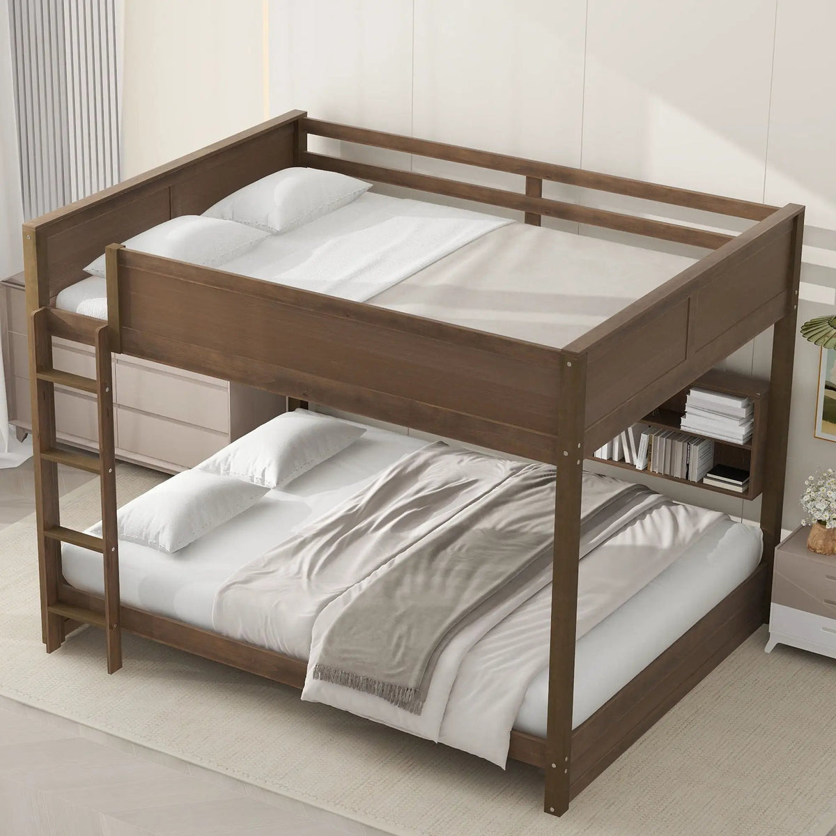 Bunk Bed | Solid Pine Wood | Six Side Cabinets | Dual Usb Ports