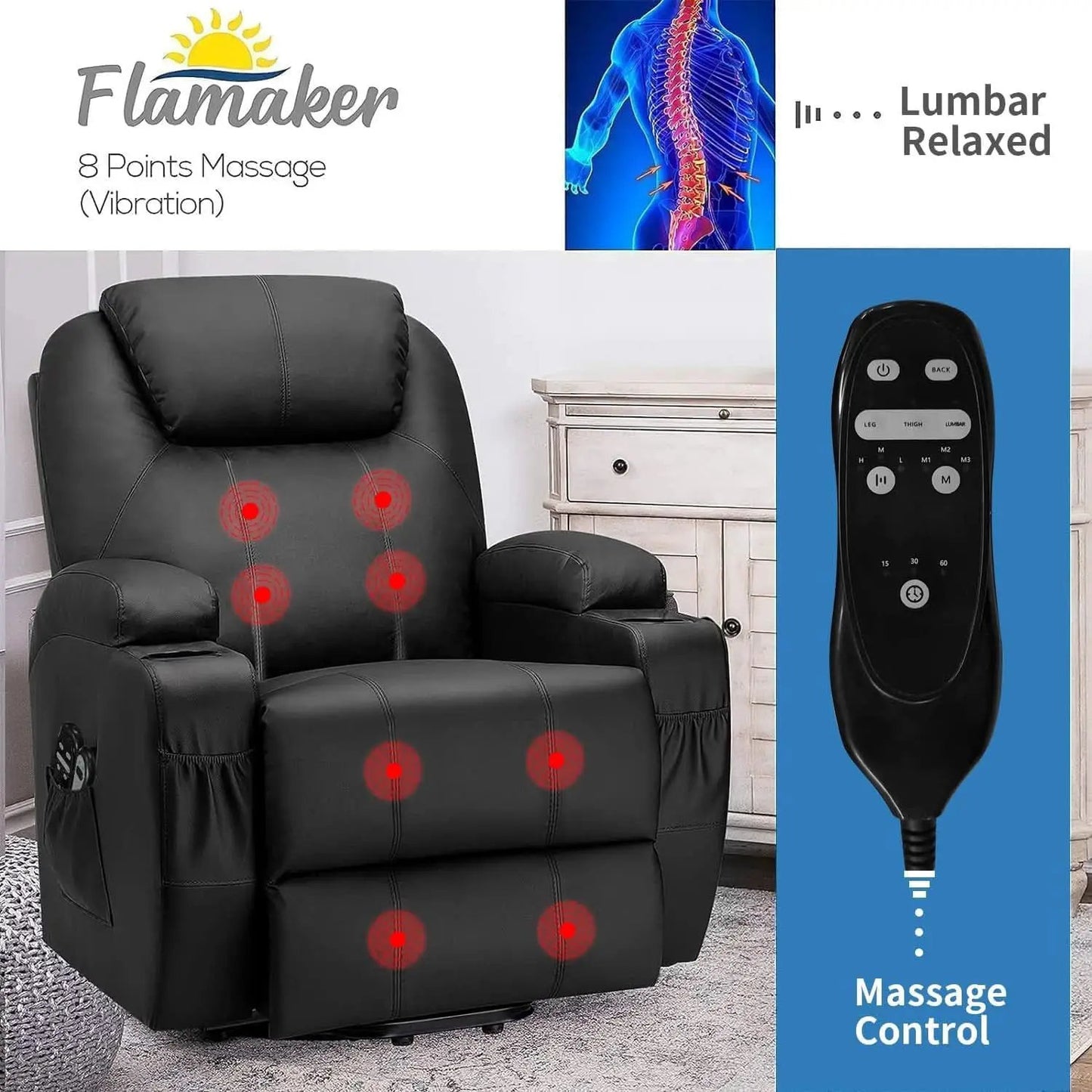 Power Lift Recliner Chair Leather With Massage For Elderly from PriceLows™