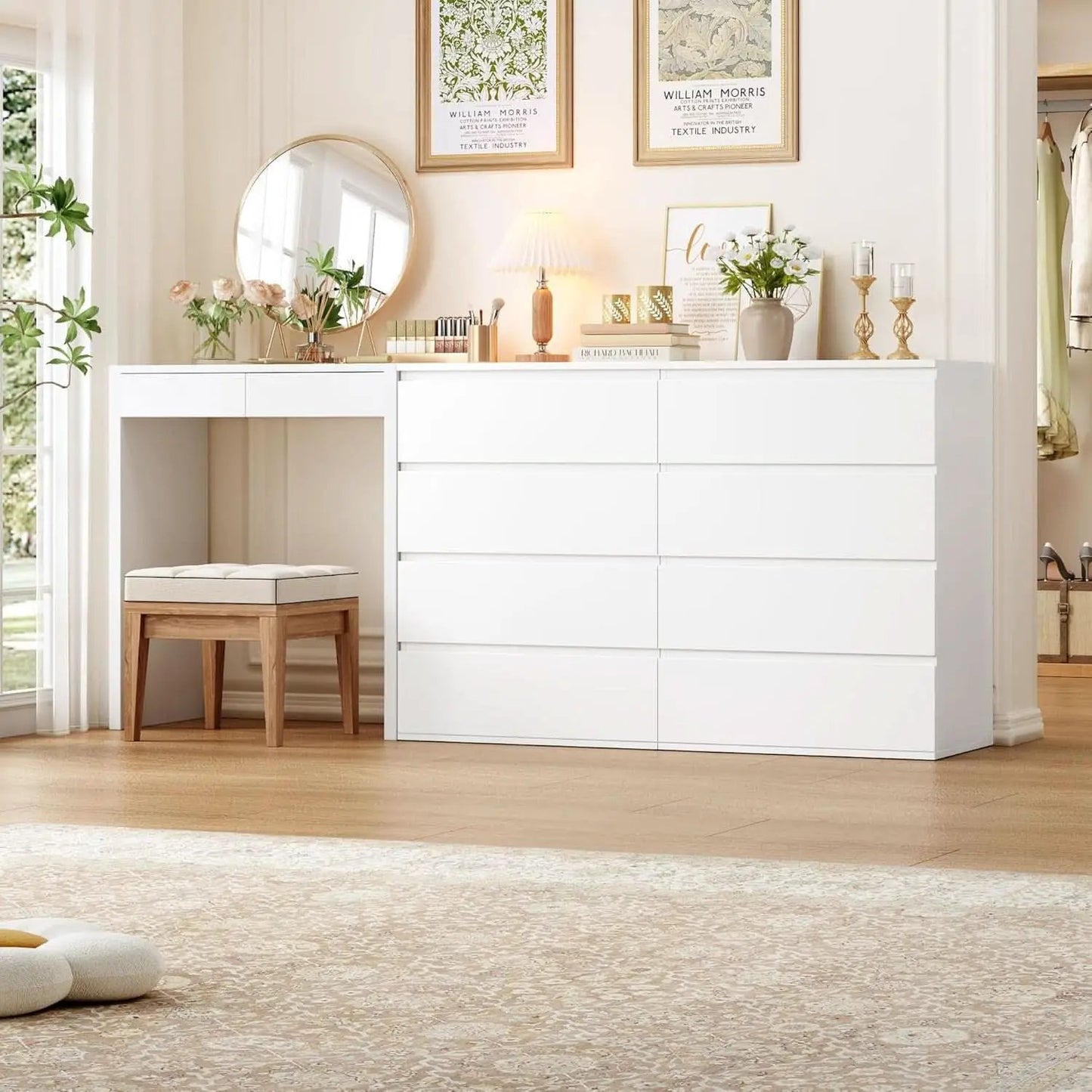 White Four Drawer Dresser Ultra Minimalist Cabinet from PriceLows™