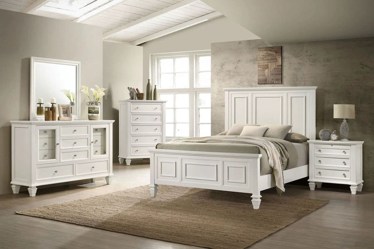 Sandy Beach 5-piece Queen Bedroom Set Cream | 5-Piece Set | Engineered Wood | White