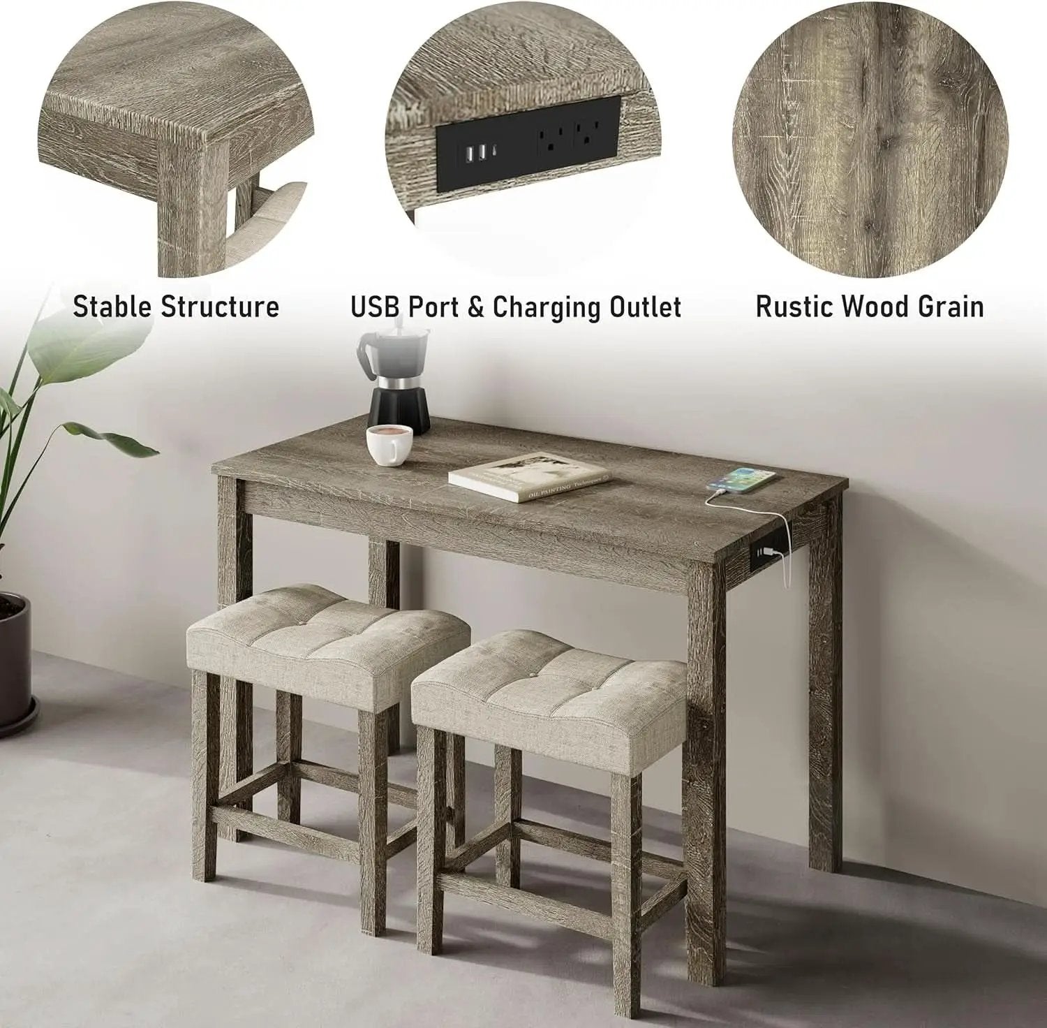 Sophisticated Walnut Finish Counter Height Bar Table from PriceLows™