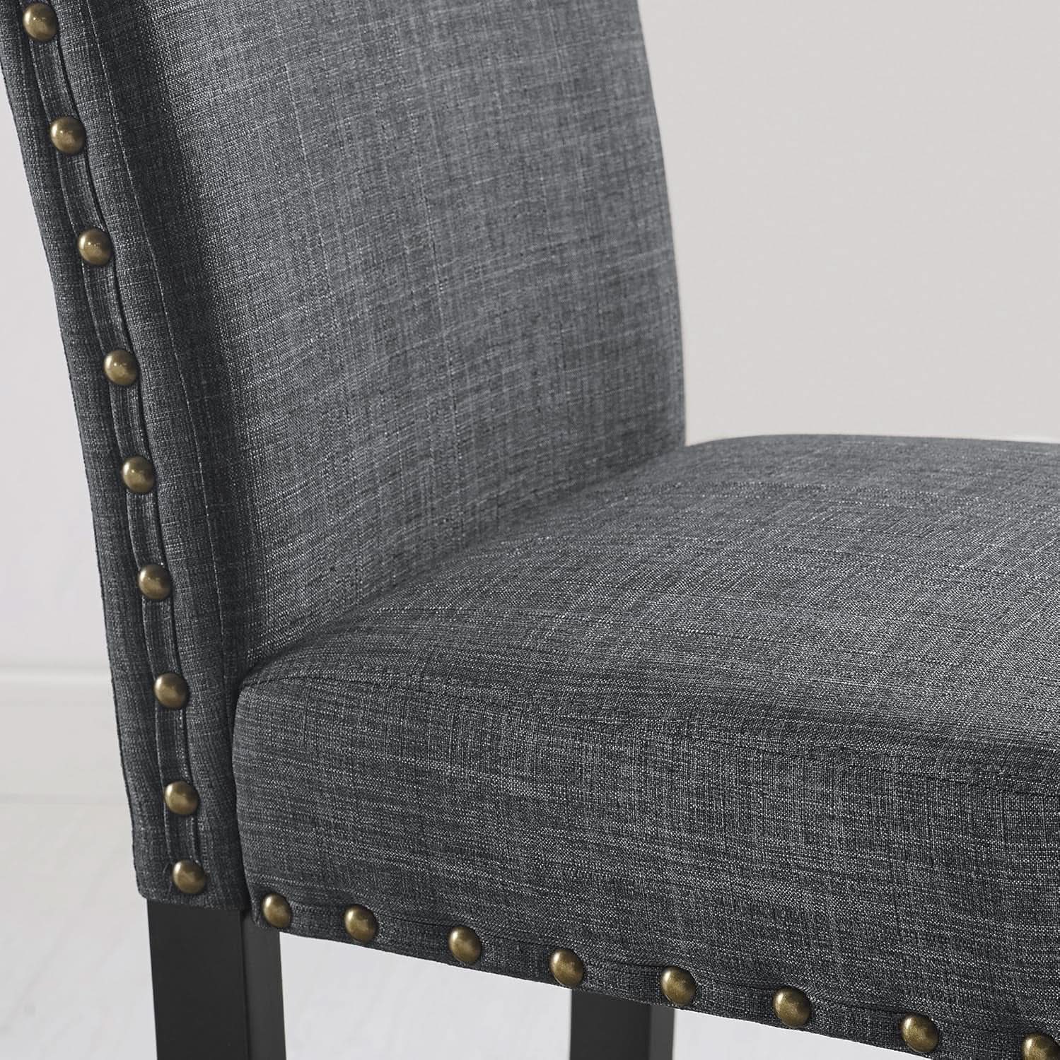 Gray Fabric Dining Chairs With Nailhead Trim Set Of 2 from PriceLows™