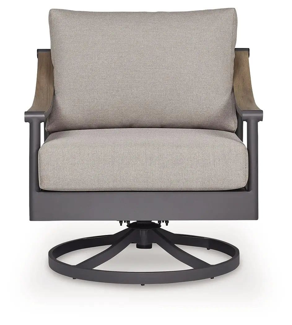 Ocean Beach Swivel Lounge With Cushion Swivel Chair | 32.63 x 34 x 35.5 in | Polyester & Fabric | Gray