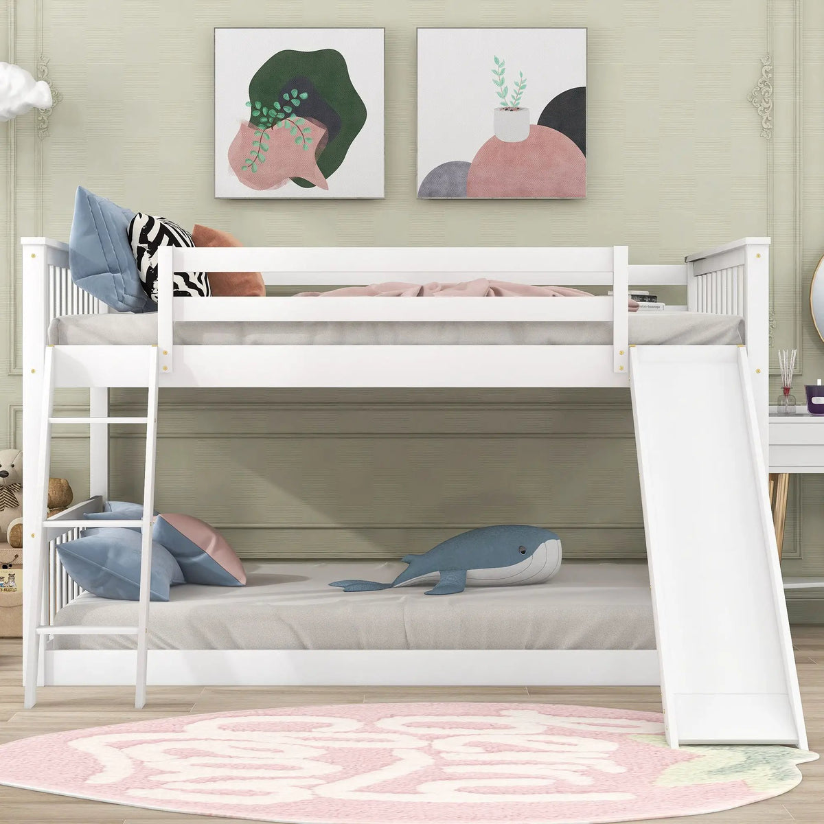 Bunk Bed | Convertible Slide And Ladder | Solid Pine Wood | Easy Access Design