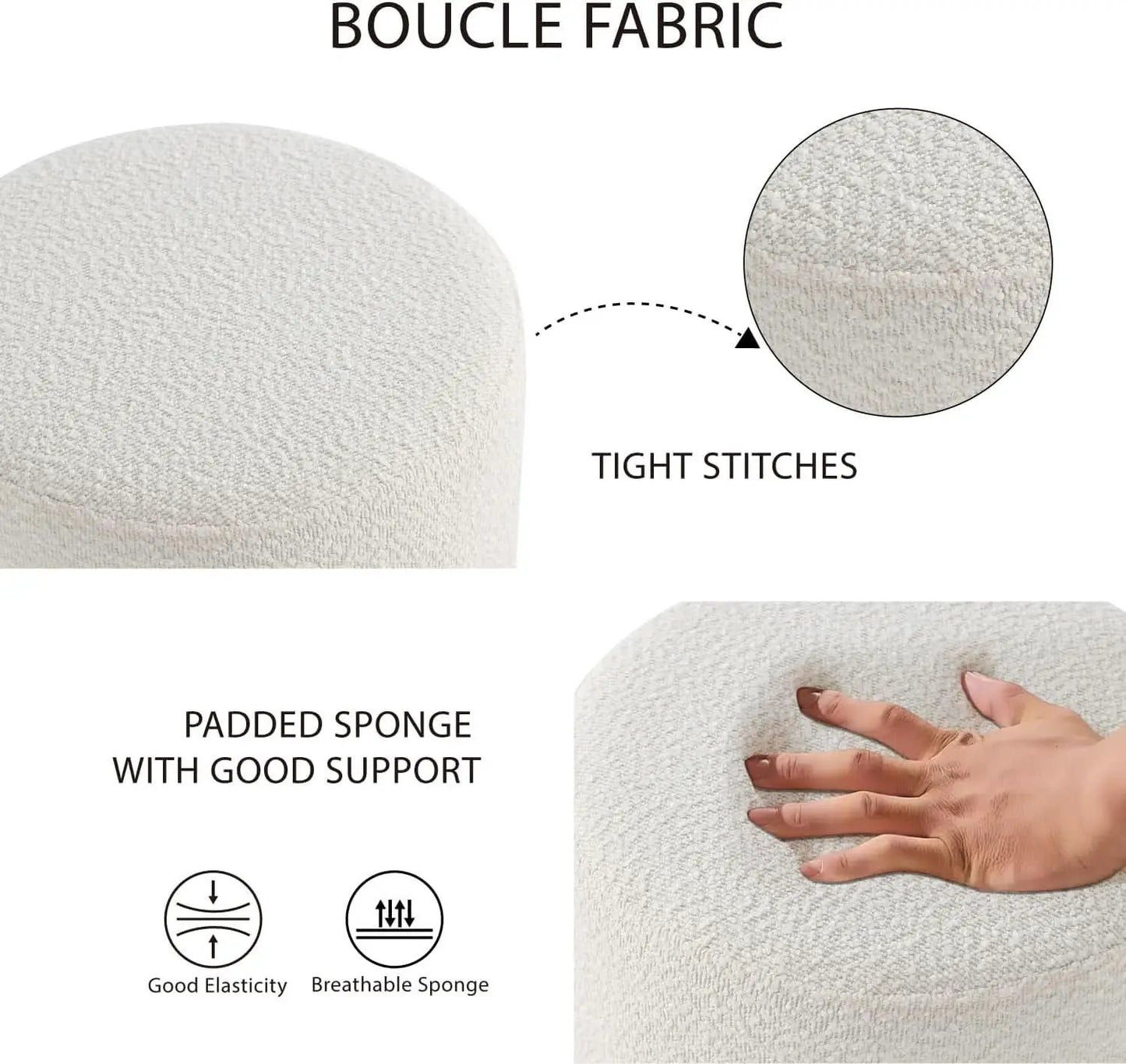 Round Velveteen Upholstered Ottoman With Padded Seat from PriceLows™