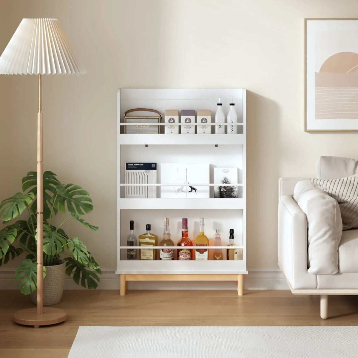 Wall Mounted Bookshelf | White | 3 Front Facing Shelves | Toddler Bedroom Display