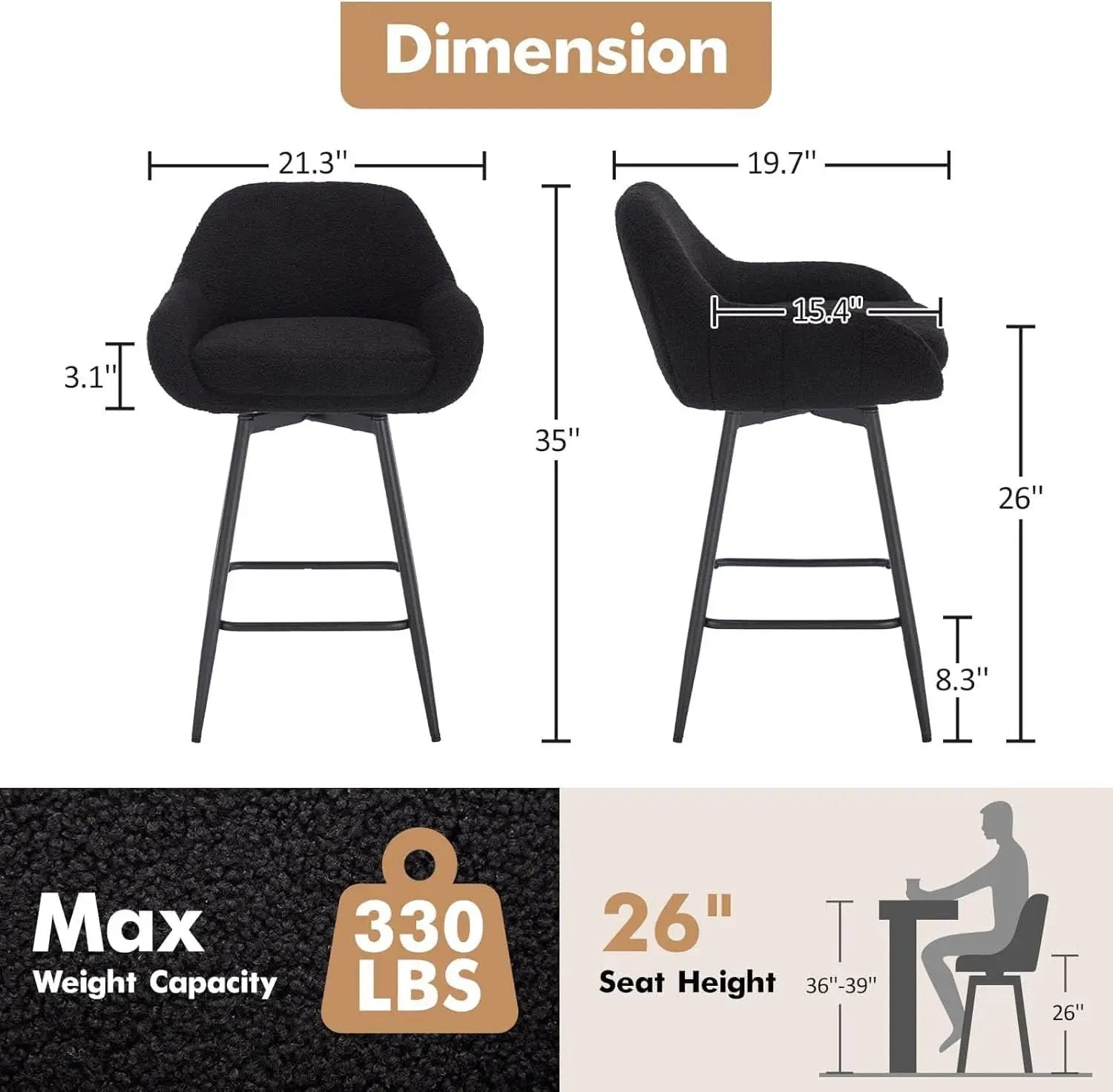 Modern Swivel Bar Stools Set of Two Comfortable Design from PriceLows™