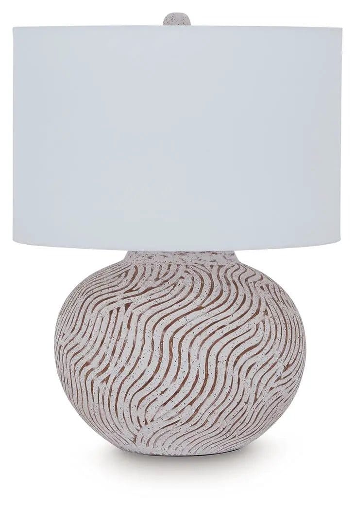 Vien Terracotta Table Lamp | 18 x 18 x 24.25 in | Fabric | Distressed White