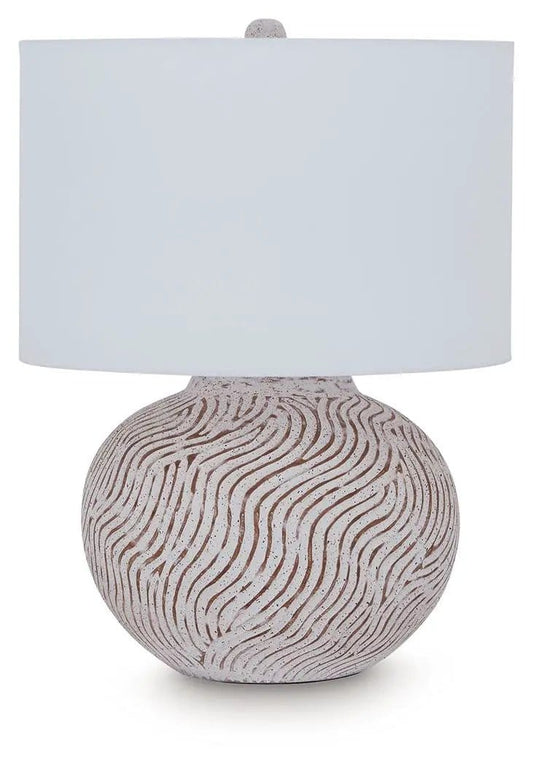 Vien Terracotta Table Lamp | 18 x 18 x 24.25 in | Fabric | Distressed White