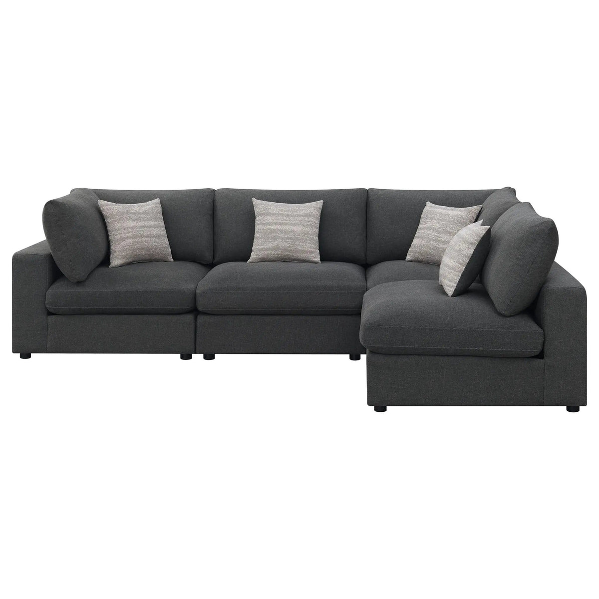Serene 4-piece Upholstered Modular Sectional Sofa (Style 2) | 4-Piece Set | Linen | Charcoal
