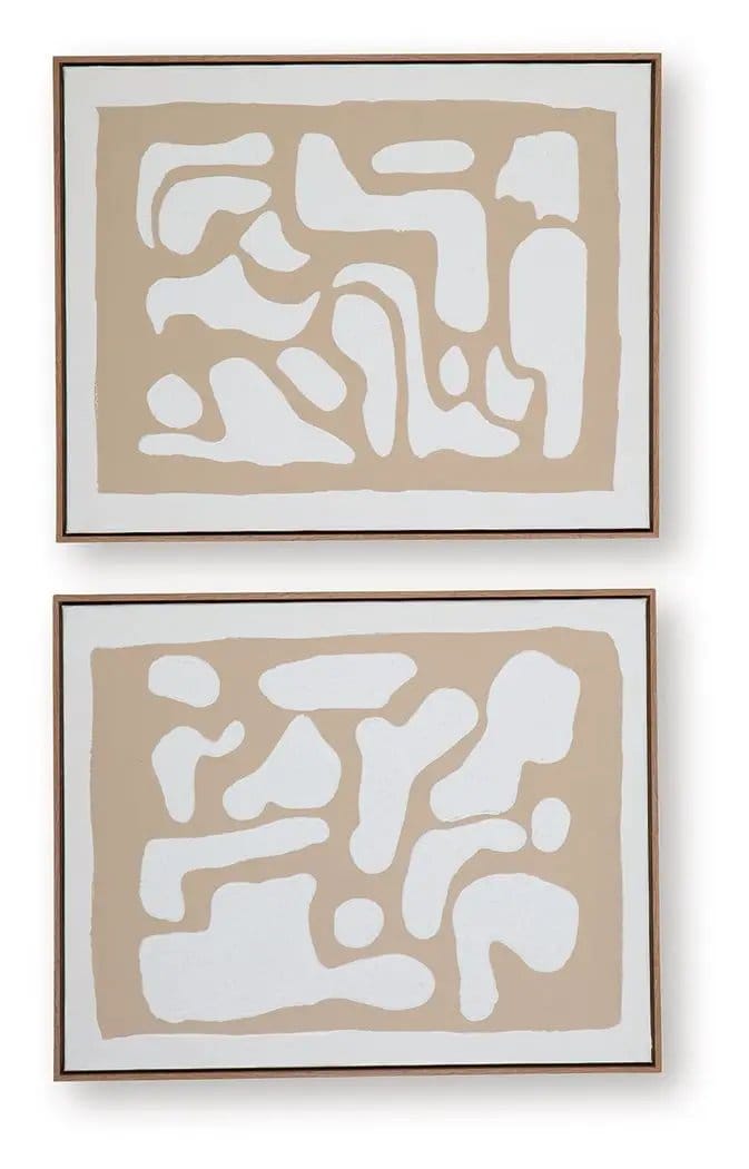 Waldett Wall Art Set (Set of 2) | 24 x 1.5 x 29.88 in | Home Furniture | Beige / White