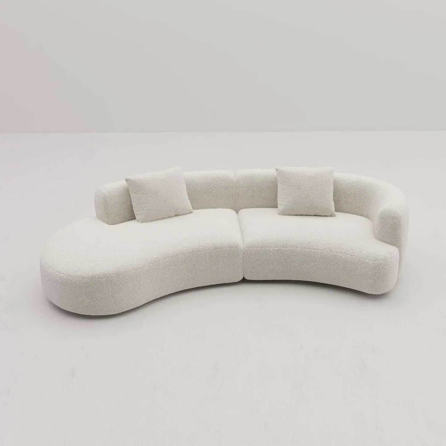 White Boucle Curved Sectional Sofa Modular Living Room from PriceLows™