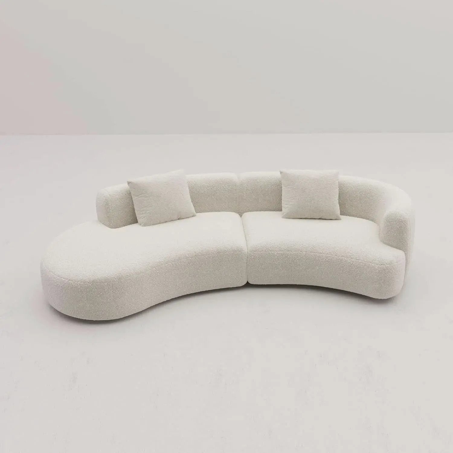 White Boucle Curved Sectional Sofa Modular Living Room from PriceLows™