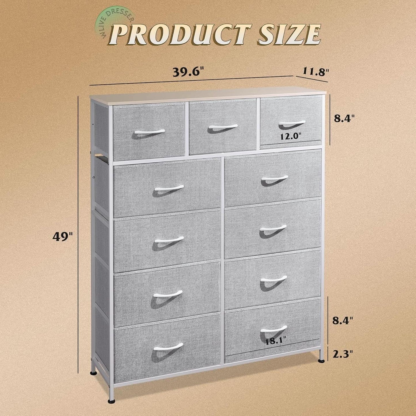 Tall Fabric Dresser Storage Tower With 11 Deep Drawers from PriceLows™
