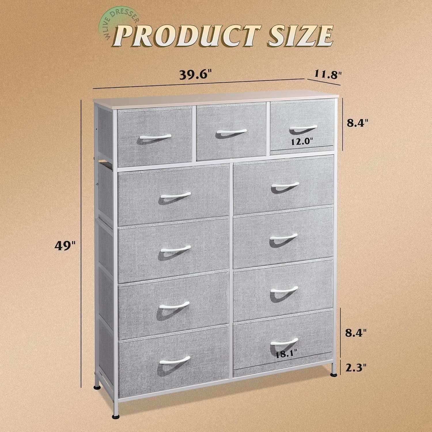 Tall Fabric Dresser Storage Tower With 11 Deep Drawers from PriceLows™
