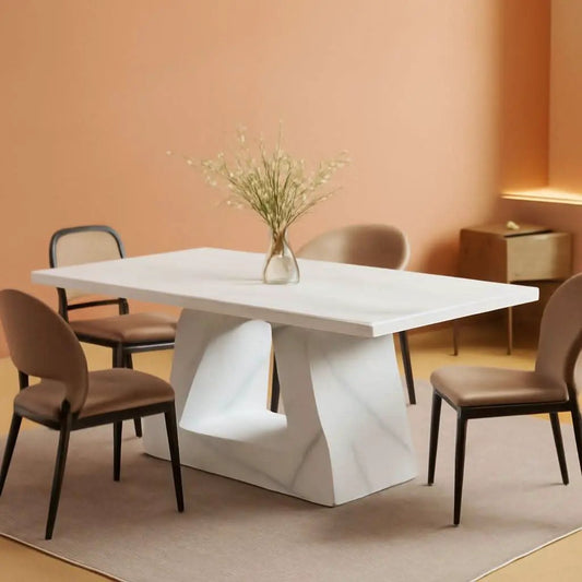 63 Inch White Faux Marble Dining Table Rectangular from PriceLows™