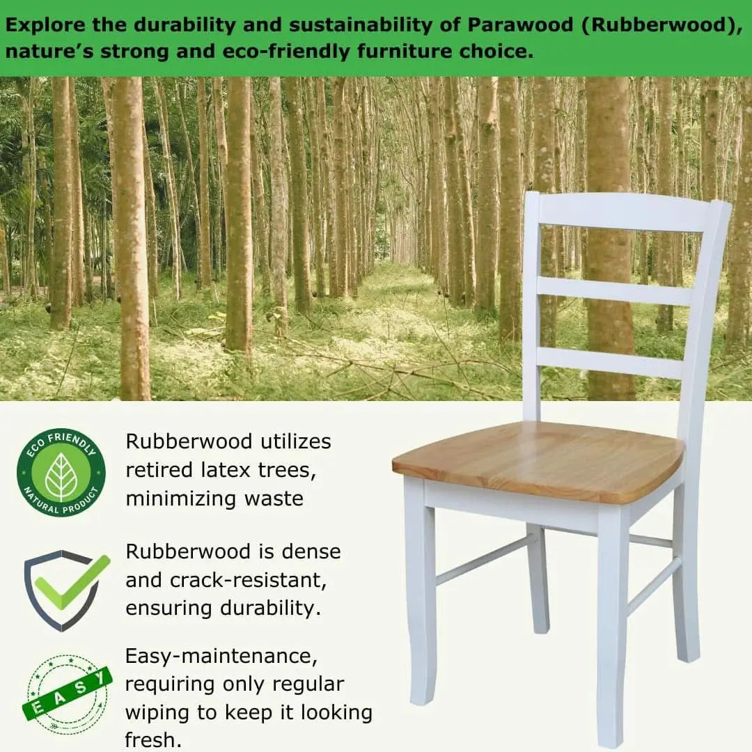 Madrid Ladderback Dining Chairs Parawood Construction White Natural from PriceLows™
