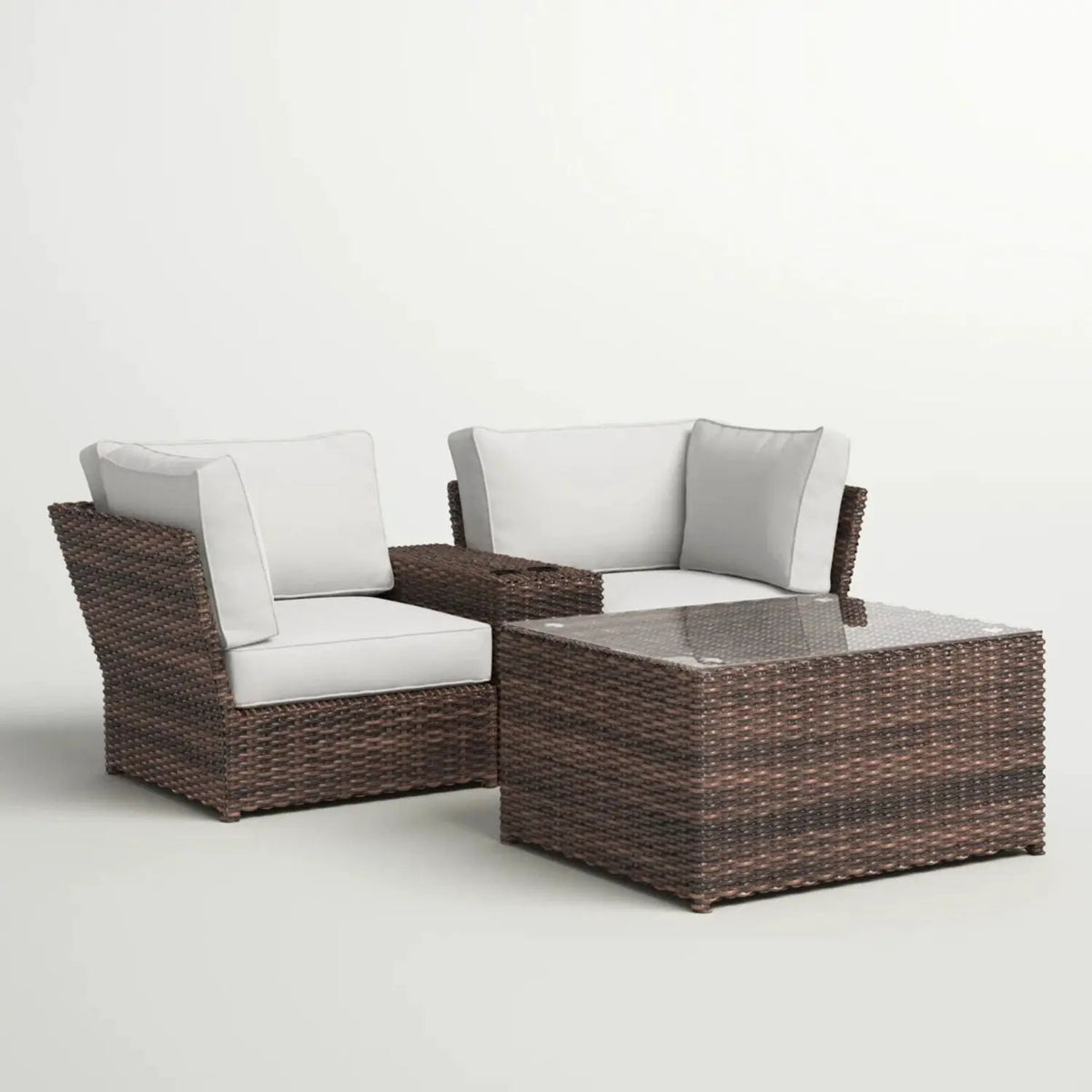 Outdoor Rattan Sectional Set | Half-Round HDPE Wicker | Rustproof Aluminum Frame | Fully Assembled