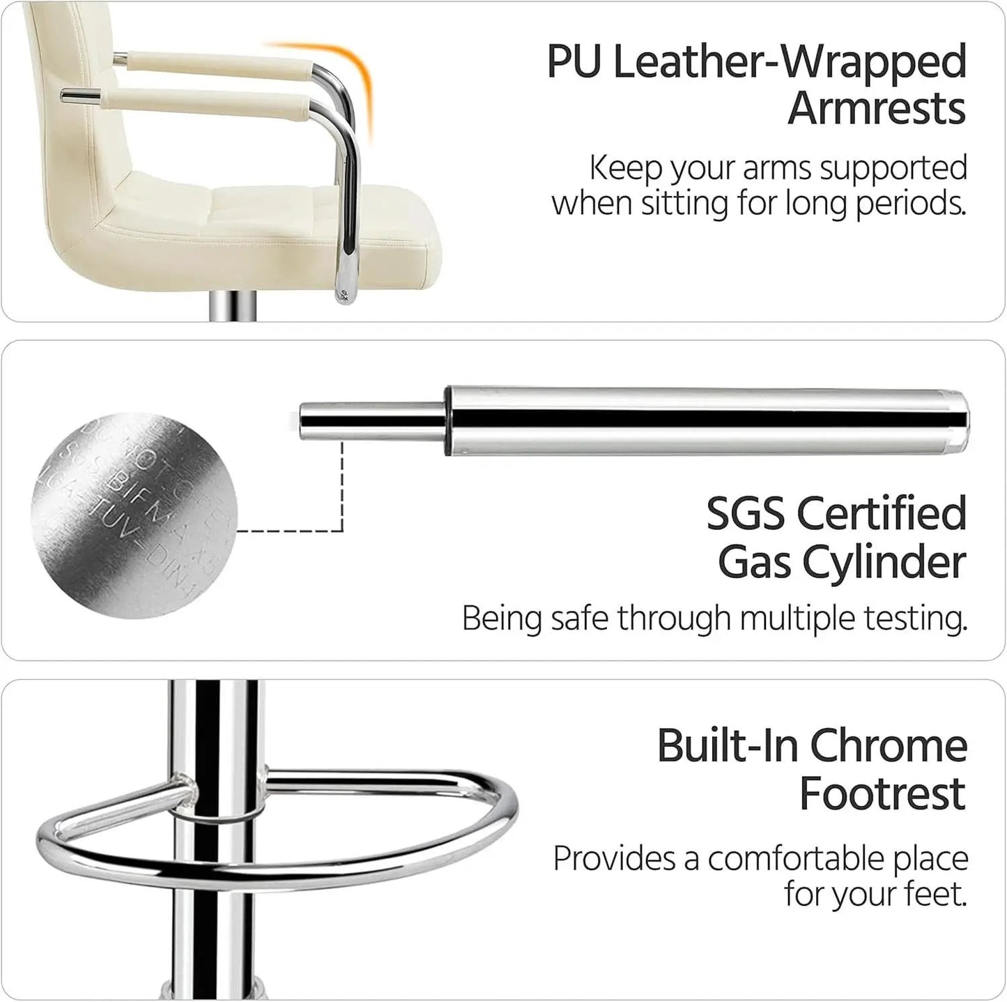 Beige Tall Bar Stools Adjustable Swivel Set Of Two from PriceLows™