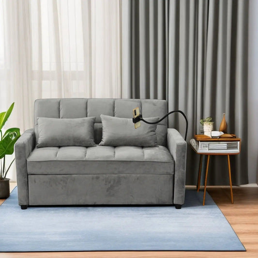 3 In 1 Convertible Sleeper Sofa Bed, Modern Fabric Futon Sofa Couch Pullout Bed | 54.33 x 37.8 x 33.07 in | Fabric | Bedroom