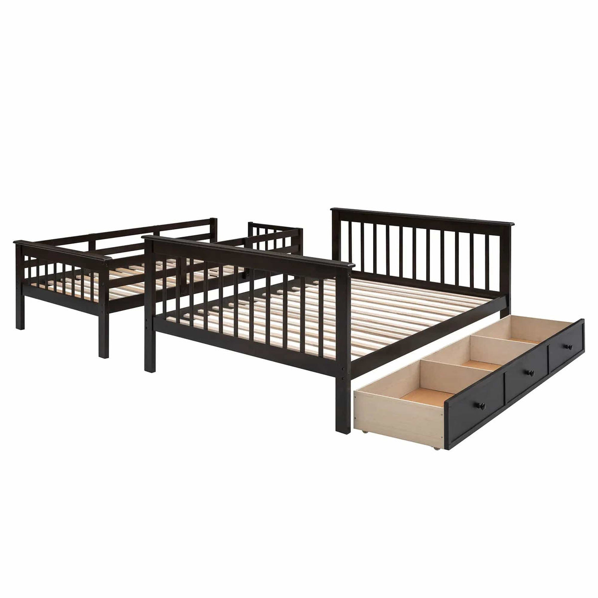 Stairway Bunk Bed With Storage And Guard Rail For Bedroom | 2 Pieces | Bedroom Furniture | Bedroom