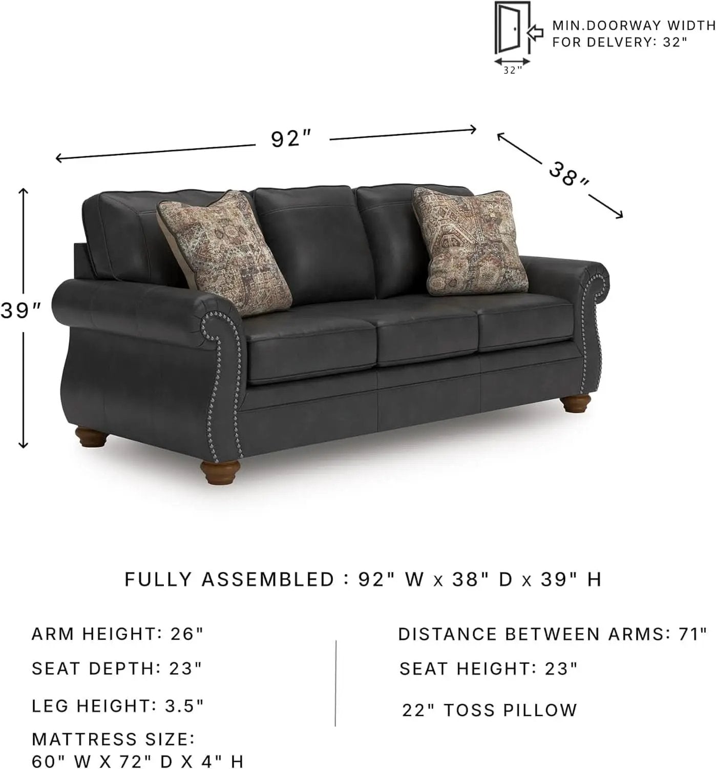 Queen Sofa Sleeper Anthracite Black Memory Foam Ultra from PriceLows™
