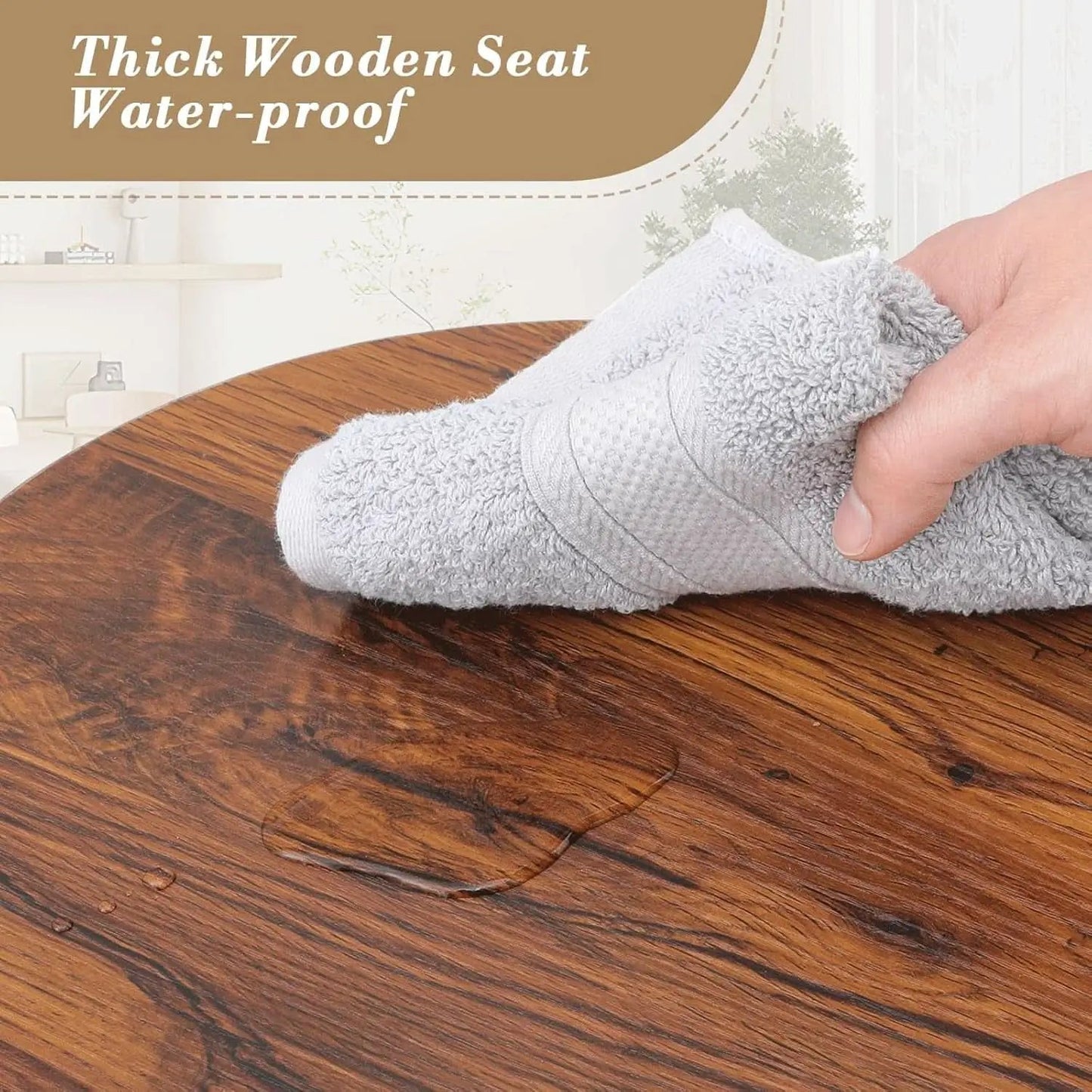 Brown Wood Bar Stools 25.5 Round Counter Height Backless from PriceLows™