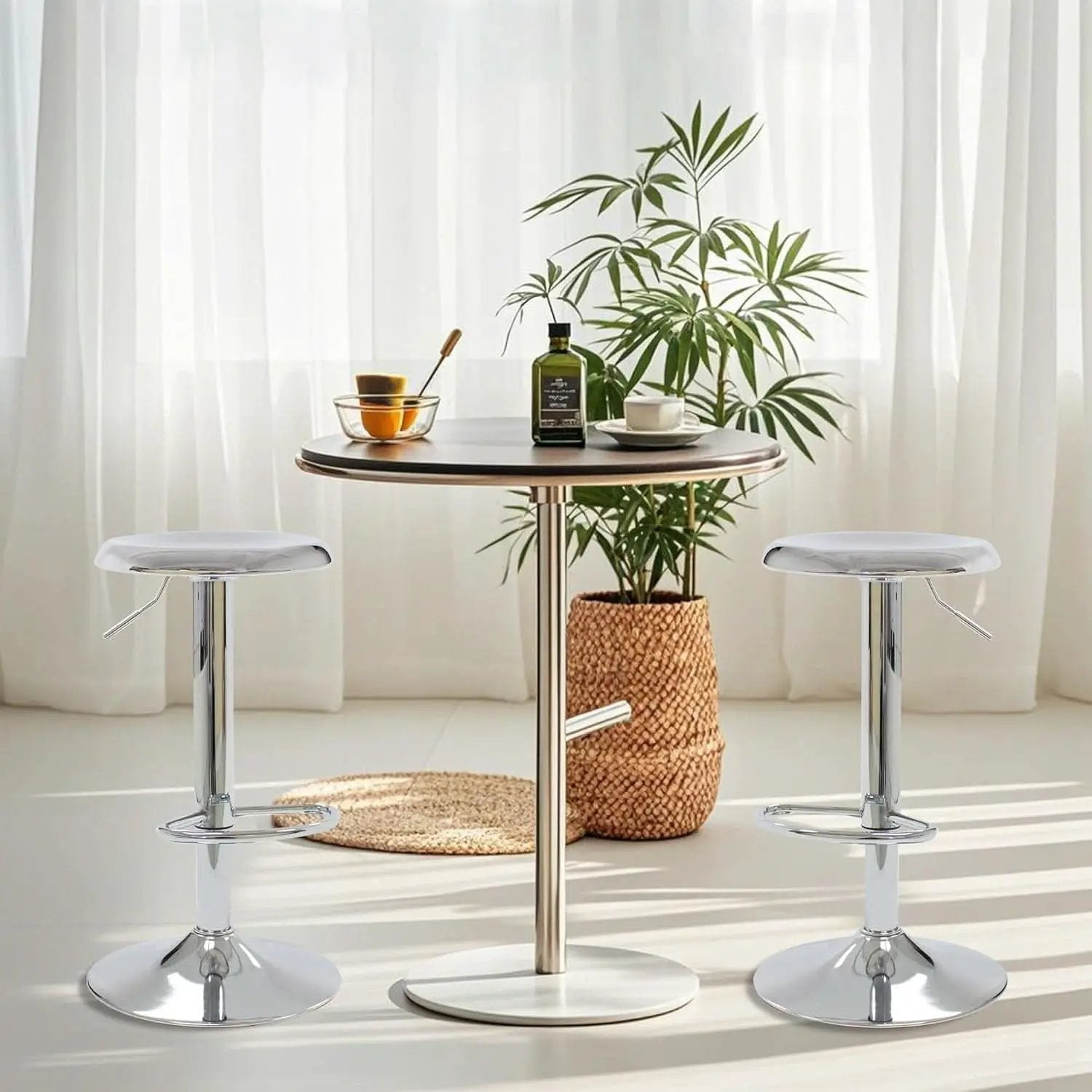 Set Of 2 Adjustable Chrome Bar Stools With 360 Degree Swivel from PriceLows™