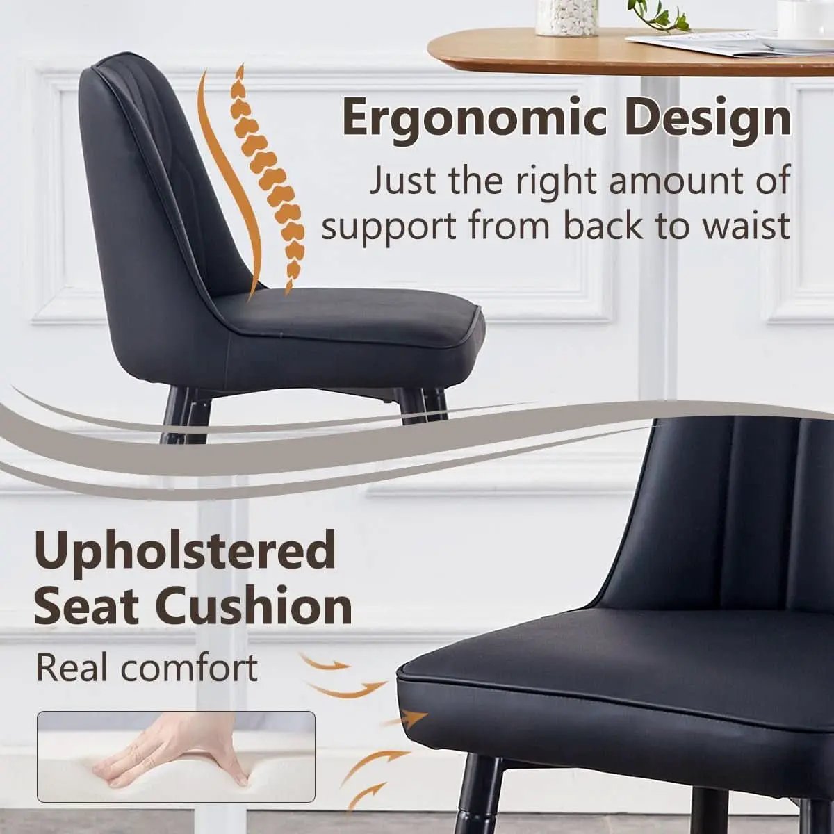 27 Inch Black Counter Height Bar Stool Set With Back Faux Leather from PriceLows™