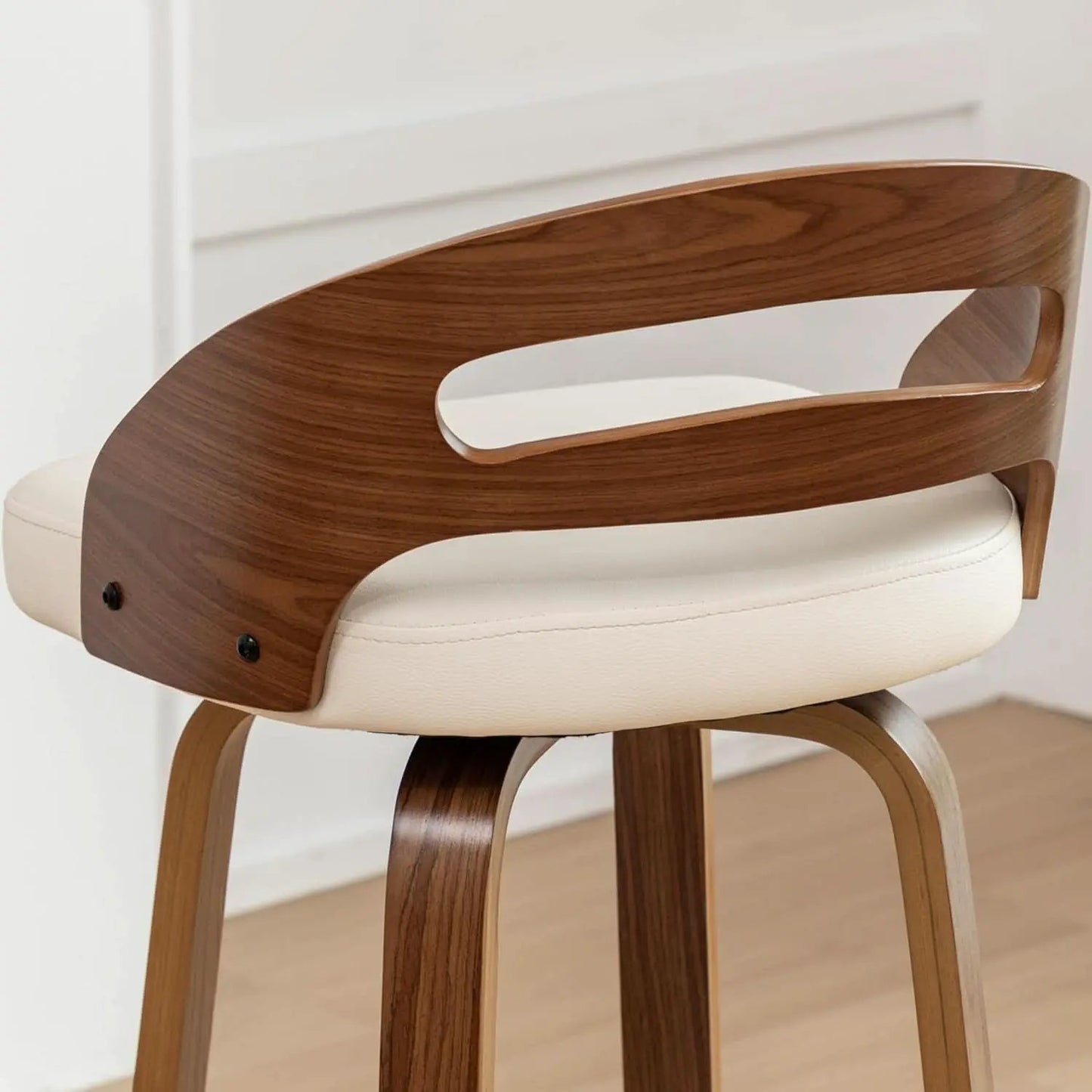 Bar Stools Set of 3 Swivel 30 Inch Beige Faux Leather from PriceLows™