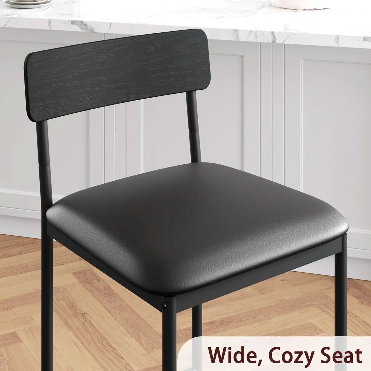 Bar Stools Four Pack With Back 25.5 Inch Rustic Black from PriceLows™