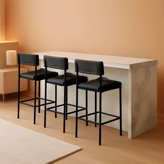 Bar Stools Four Pack With Back 25.5 Inch Rustic Black from PriceLows™