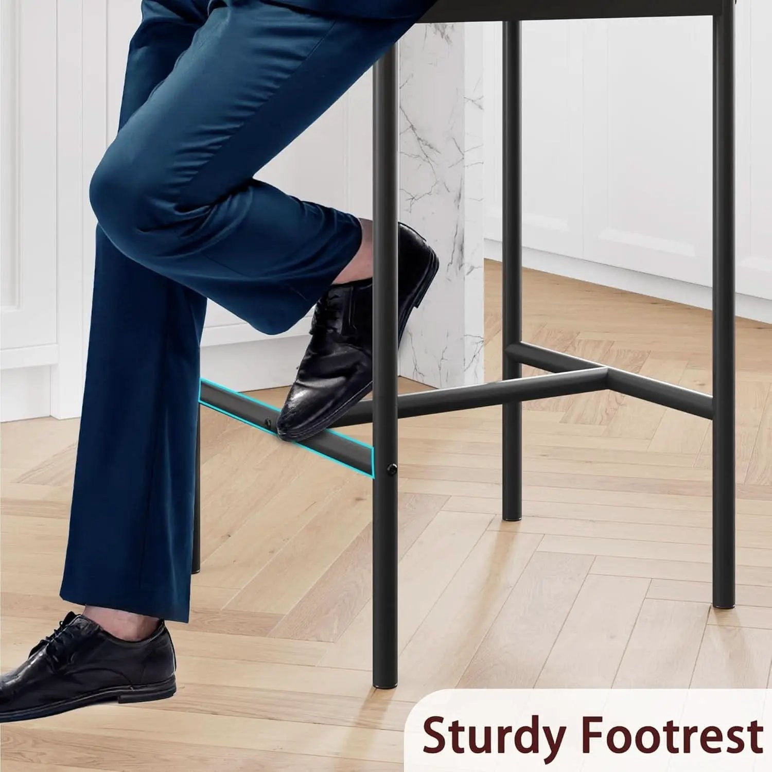 Bar Stools Four Pack With Back 25.5 Inch Rustic Black from PriceLows™
