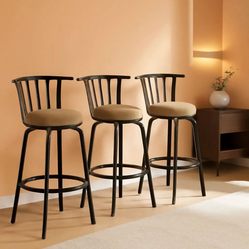 Swivel Bar Stools Set 3 Adjustable 24 To 29 Inches Brown from PriceLows™