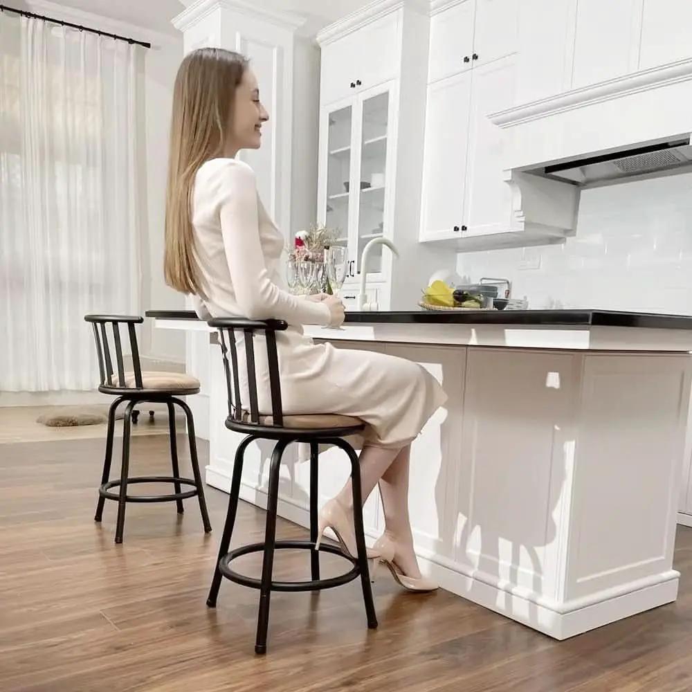 Swivel Bar Stools Set 3 Adjustable 24 To 29 Inches Brown from PriceLows™