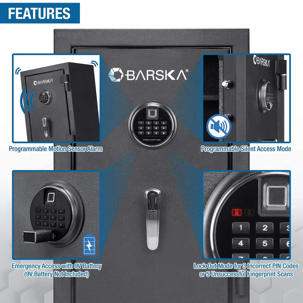 Fire Resistant Safe | Barska 2.02 CF Capacity | Biometric Keypad | Solid Steel Construction