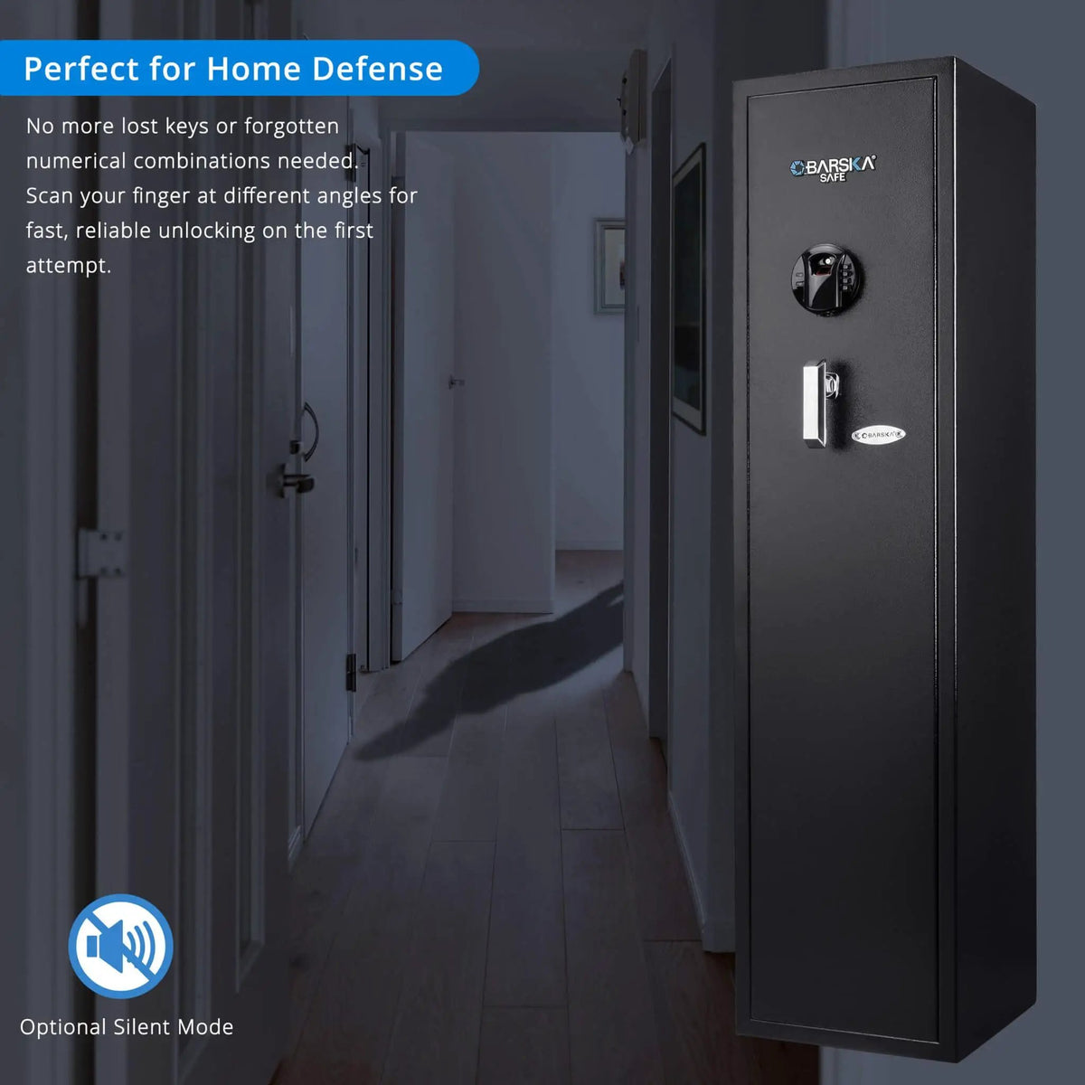 Biometric Rifle Gun Safe | Barska 4.33 CF Capacity | Fingerprint And Digital Keypad Access | Heavy-Duty Steel