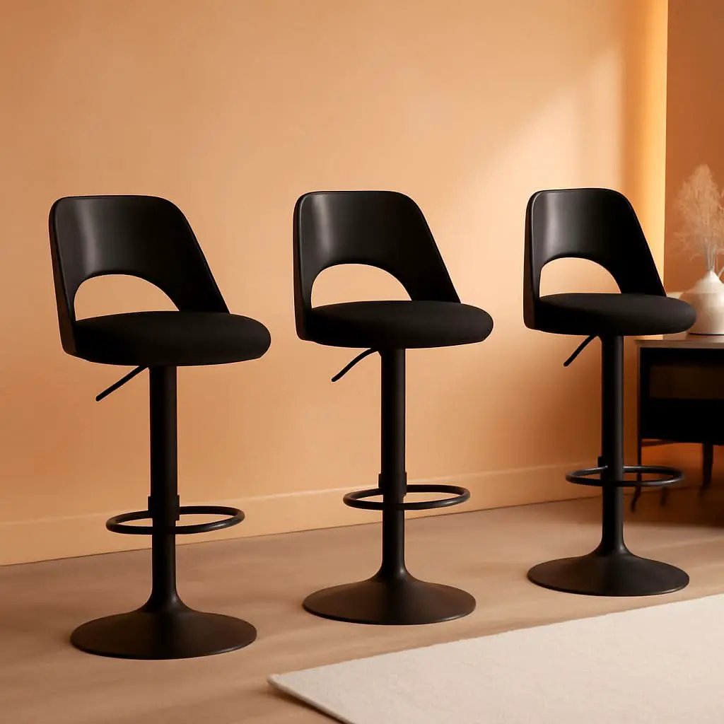 Bar Stools Set Of 3 Height Adjustable Swivel Black from PriceLows™