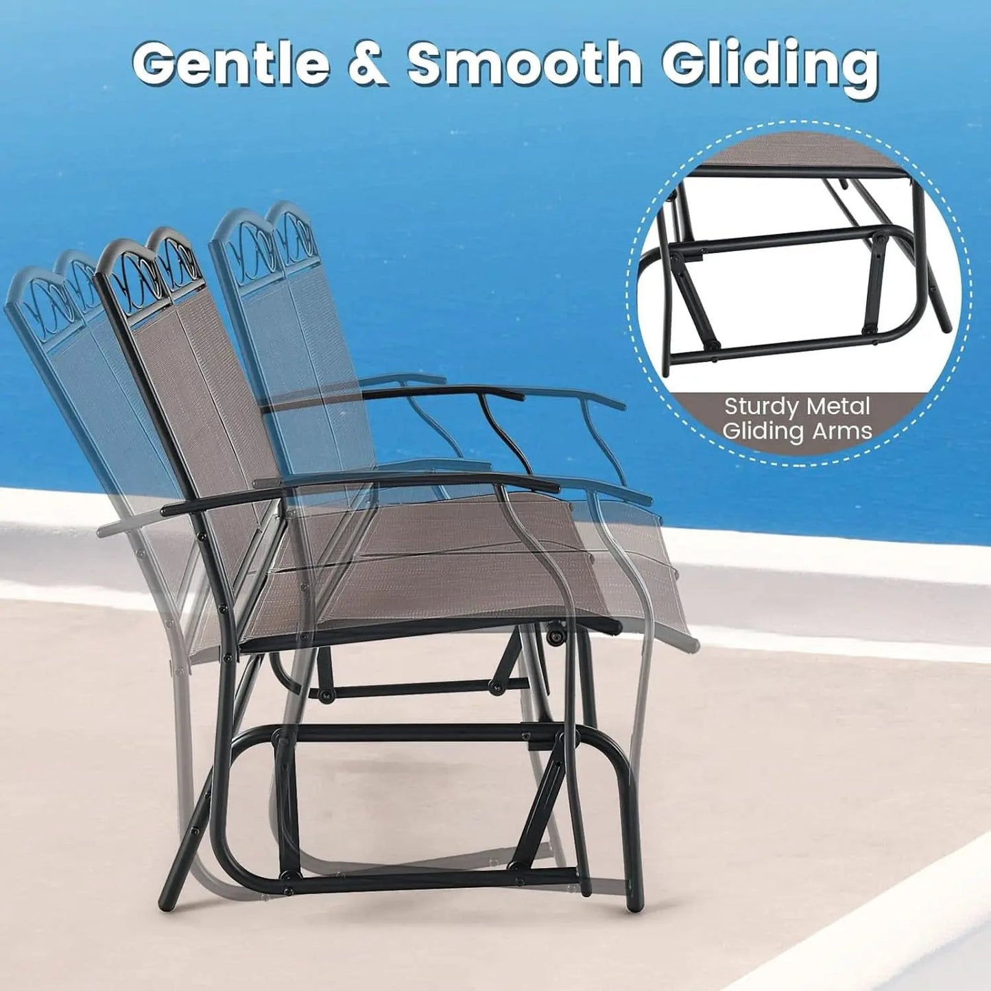 4 Piece Patio Glider Set With Gliding Loveseat Glass Table from PriceLows™