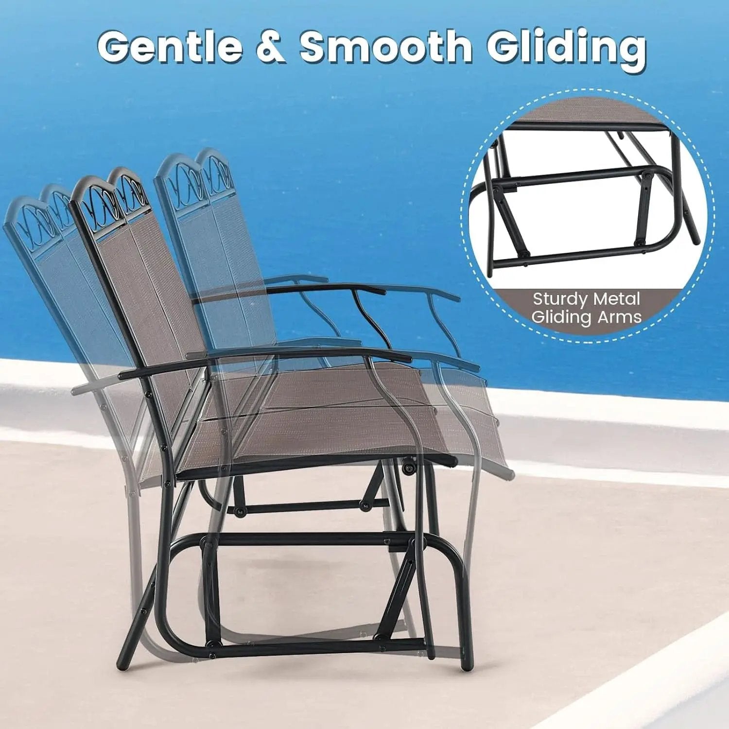 4 Piece Patio Glider Set With Gliding Loveseat Glass Table from PriceLows™