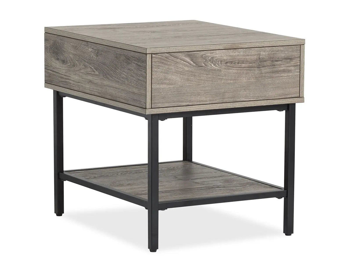 Fenwick Rectangular End Table | Whitetail Brown Finish | Matte Black Metal | Industrial Style